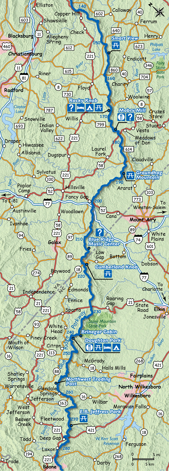 Blue Ridge Parkway Map | Blue Ridge Parkway Overlooks